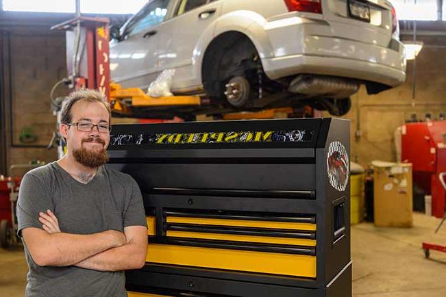 Nick McSpedon in the automotive lab